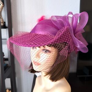 Vintage Lancaster Purple Wool Hat with Veil
